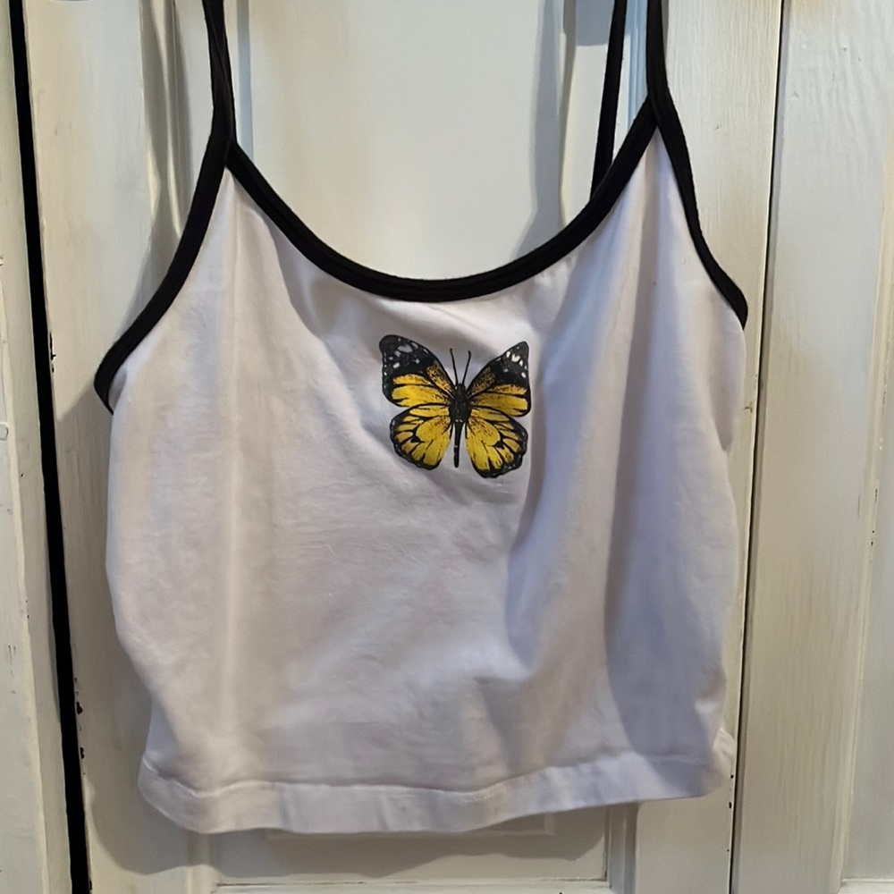 White butterfly tank top
